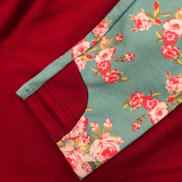 Red and Floral Double-Hooded Hoodie - Picture 3 of 6